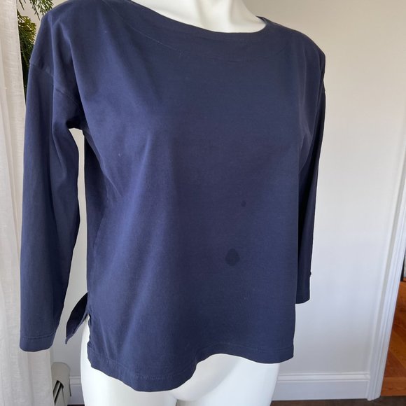 J. Crew Navy and White Button Long Sleeve - Picture 3 of 5